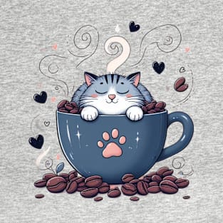 Catnip & Cappuccinos: Where Cats and Coffee Collide T-Shirt